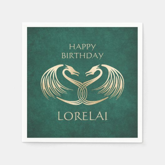 Serviette En Papier Anniversaire du dragon viking celtique (Devant)
