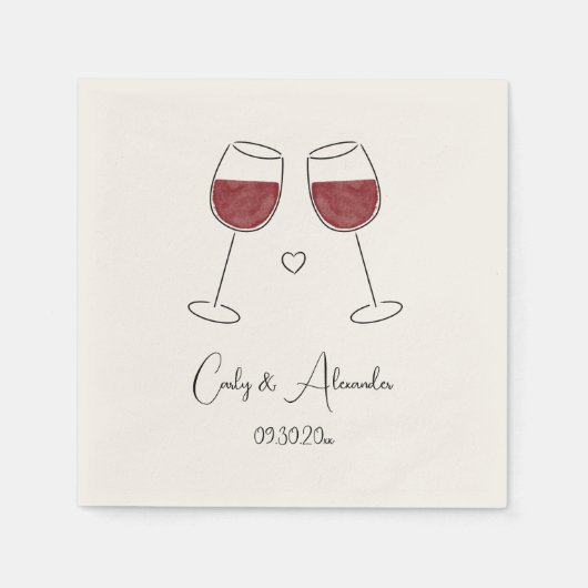 Serviette En Papier Anniversaire du Fiançailles Mariage en verre de vi (Devant)