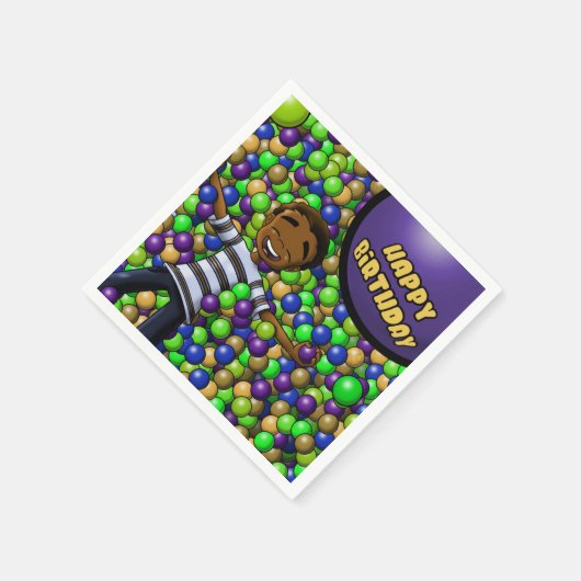 Serviette En Papier Anniversaire du garçon afro-américain (Coin)