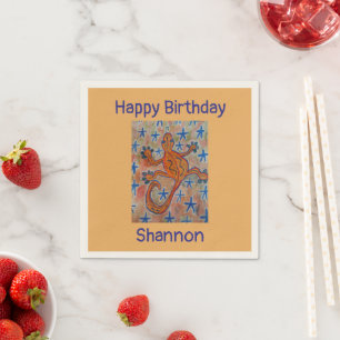 Serviette En Papier Anniversaire du Gecko Orange