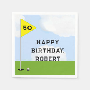 Serviette En Papier Anniversaire du golf personnalisé