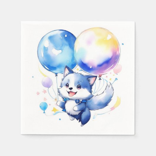 Serviette En Papier Anniversaire du loup (Devant)