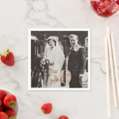 Serviette En Papier Anniversaire du Mariage d'or Alors & Maintenant 50 (En situation)