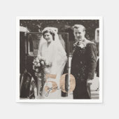 Serviette En Papier Anniversaire du Mariage d'or Alors & Maintenant 50 (Devant)