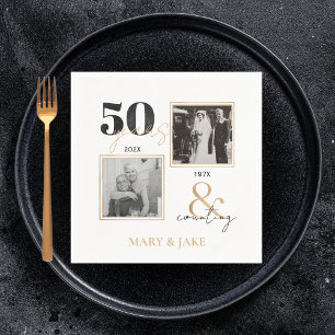 Serviette En Papier Anniversaire du Mariage d'or Alors & Maintenant 50