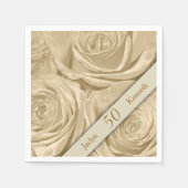 Serviette En Papier Anniversaire du Mariage d'or Rose de Champagne (Devant)