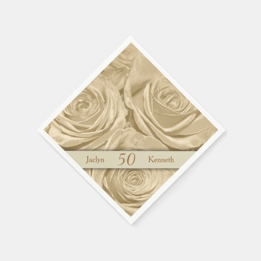 Serviette En Papier Anniversaire du Mariage d'or Rose de Champagne (Coin)