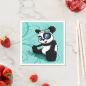 Serviette En Papier Anniversaire du Panda Turquoise (En situation)