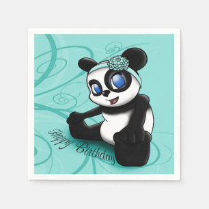 Serviette En Papier Anniversaire du Panda Turquoise