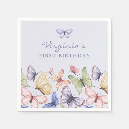 Serviette En Papier Anniversaire du papillon pourpre (Devant)