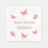 Serviette En Papier Anniversaire du papillon rose (Devant)