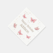 Serviette En Papier Anniversaire du papillon rose (Coin)