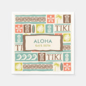 Serviette En Papier Anniversaire du Parti Retro Tiki Aloha (Devant)