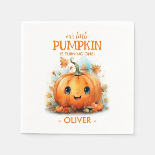 Serviette En Papier Anniversaire du petit Citrouille mignon (Devant)