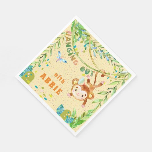 Serviette En Papier Anniversaire Du Petit Singe Qui S'Étend (Coin)