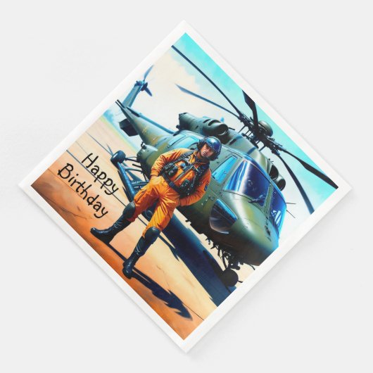 Serviette En Papier Anniversaire du pilote d'hélicoptère (Coin)