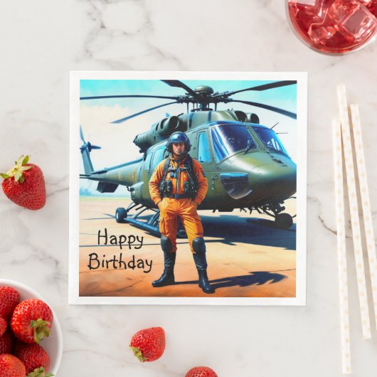Serviette En Papier Anniversaire du pilote d'hélicoptère (En situation)