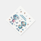 Serviette En Papier Anniversaire du robot aquarelle (Coin)