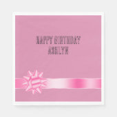Serviette En Papier Anniversaire du ruban rose (Devant)