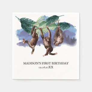 Serviette En Papier Anniversaire du singe des bois Personnalisé