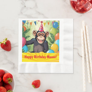 Serviette En Papier Anniversaire du singe sauvage de la jungle sauvage