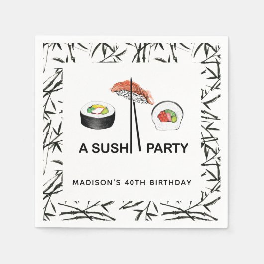 Serviette En Papier Anniversaire du Sushi personnalisé (Devant)