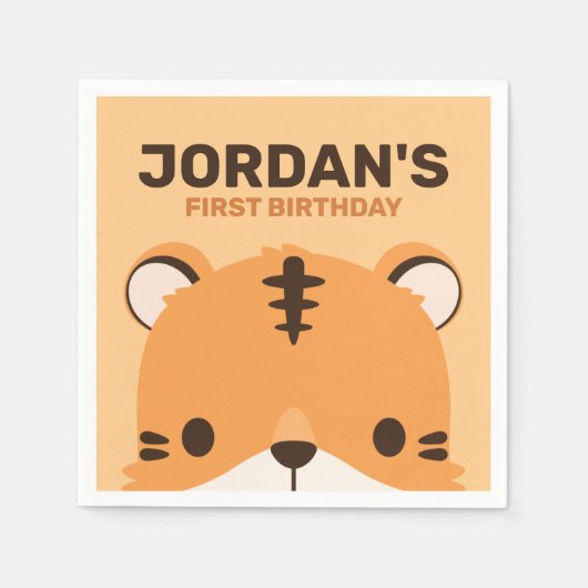 Serviette En Papier Anniversaire du Tigre mignon (Devant)