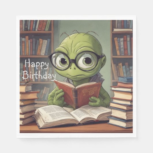 Serviette En Papier Anniversaire du ver de livre (Devant)