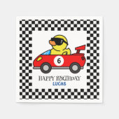 Serviette En Papier Anniversaire Duck race car rouge garçon nom (Devant)