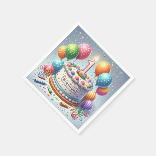 Serviette En Papier anniversaire d'un an (Coin)