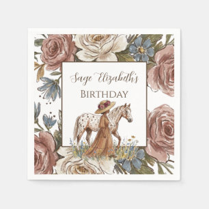 Serviette En Papier Anniversaire d'une élégante amoureuse des chevaux