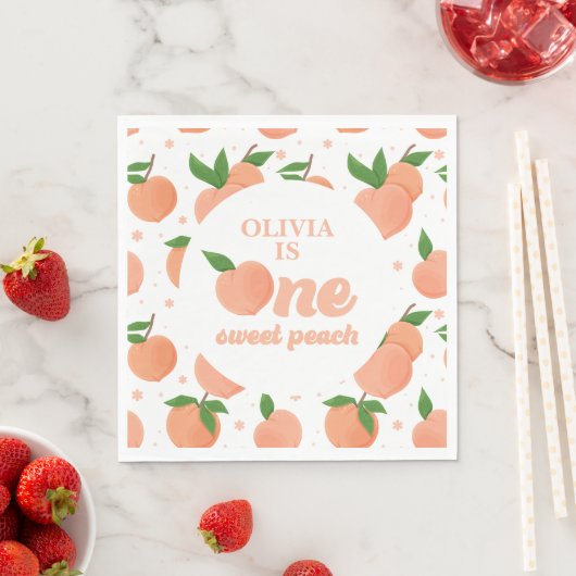 Serviette En Papier Anniversaire d'une pêche douce (En situation)