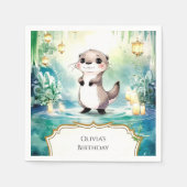 Serviette En Papier Anniversaire Editable Lake Otter (Devant)