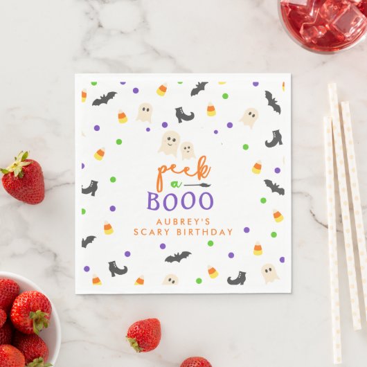 Serviette En Papier anniversaire éffrayant à thème Halloween (En situation)
