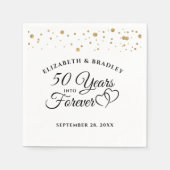 Serviette En Papier Anniversaire Élégant 50 ANS DANS UN COEUR FOREVER (Devant)