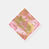 Serviette En Papier Anniversaire élégant en marbre rose et or (Coin)