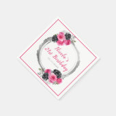 Serviette En Papier Anniversaire élégant rose et argent chaud (Coin)