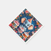 Serviette En Papier Anniversaire éléphant avec gâteau et ballons (Coin)