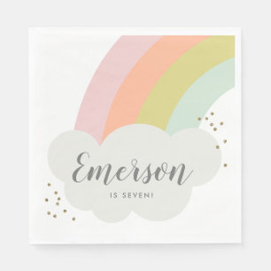 Serviette En Papier Anniversaire Enfant Nuage Arc-en-ciel Pastel