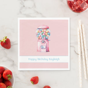 Serviette En Papier Anniversaire Fantaisiste Bubble Gum Rose