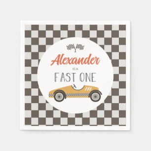 Serviette En Papier Anniversaire Fast One voiture de course jaune