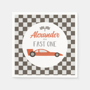 Serviette En Papier Anniversaire Fast One voiture de course rouge