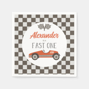 Serviette En Papier Anniversaire Fast One voiture de course rouge