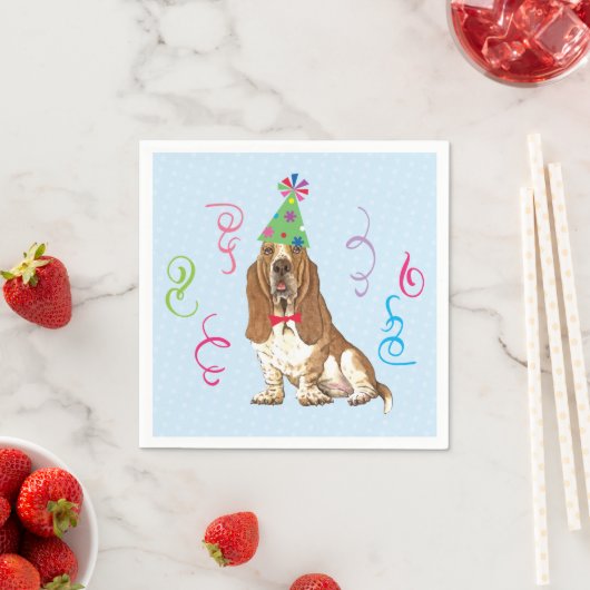 Serviette En Papier Anniversaire fête Basset Hound (En situation)
