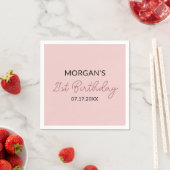 Serviette En Papier Anniversaire Fête Blush Pink Nom mignon (En situation)