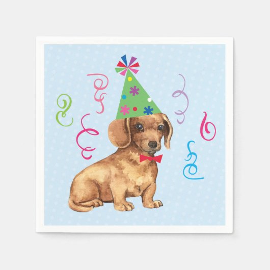 Serviette En Papier Anniversaire fête Dachshund (Devant)