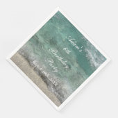 Serviette En Papier Anniversaire Fête Eau Art Abstrait Nom personnalis (Coin)