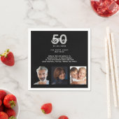 Serviette En Papier Anniversaire fête photo fun faits noir blanc (En situation)