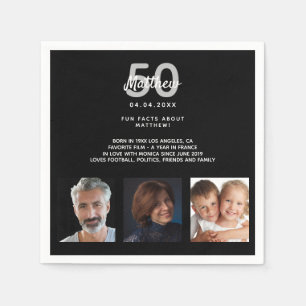 Serviette En Papier Anniversaire fête photo fun faits noir blanc