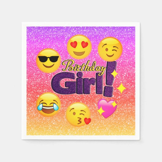 Serviette En Papier Anniversaire Fille Ombre Emoji Papier Party servie (Devant)